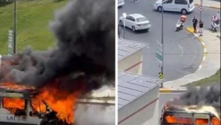 Faciadan dönüldü: Bağcılar’da servis minibüsü alev alev yandı