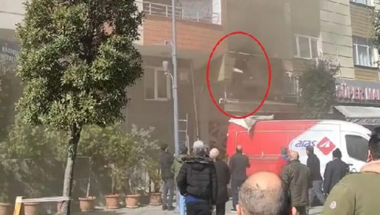 Yangından balkondan atlayarak kurtuldu
