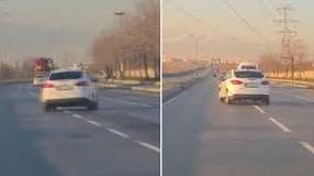 Bağcılar’da trafikte makas atarak ilerleyen sürücü kamerada