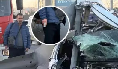 Hurdaya dönen otomobilde parmağından yaralandı