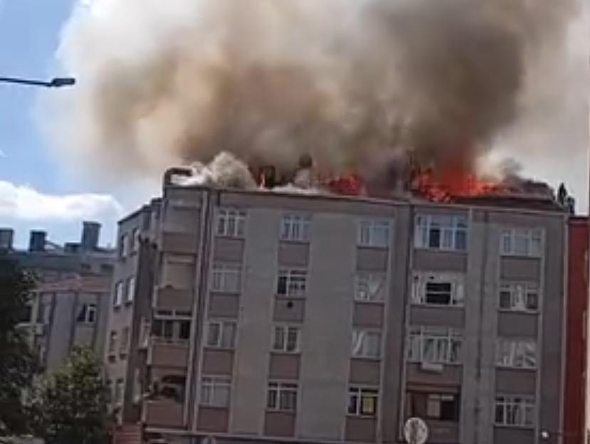 Güneşli’de beş katlı binada yangın çıktı